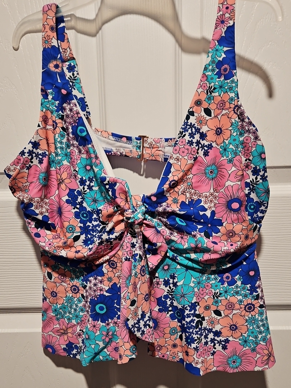 Raisins Floral Tie-Front Bikini Top - Pink, Blue, Teal
